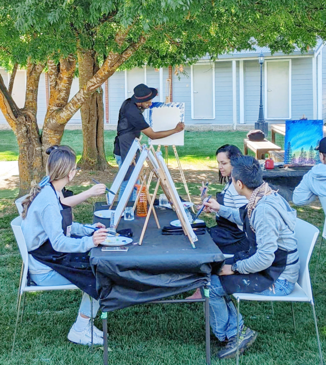 paint and sip session in the garden